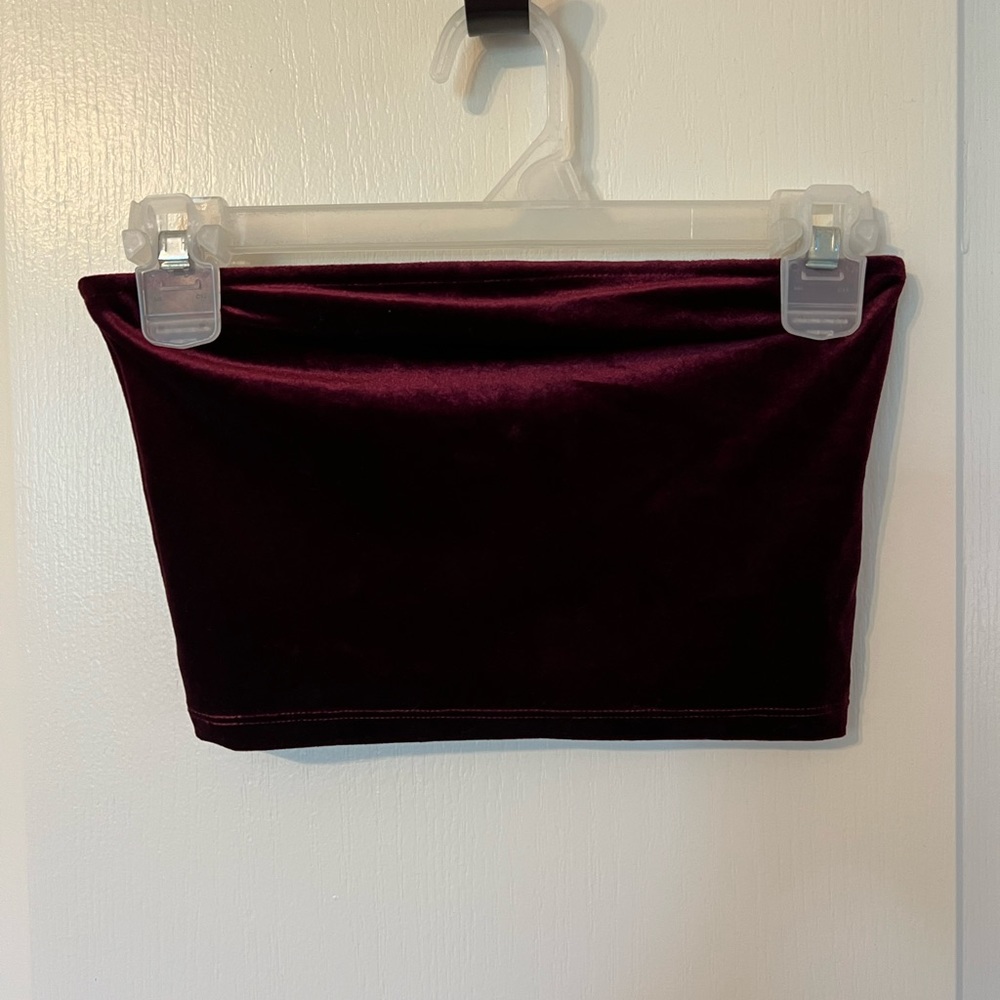 Maroon Velvet Tube Top